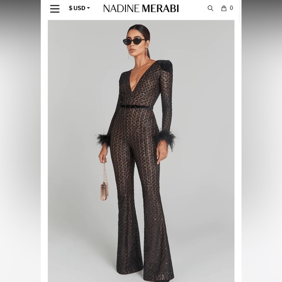 Nadine Merabi Rachel Sequin Jumpsuit - Picture 1 of 10